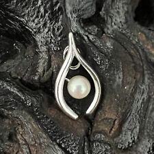 Vintage Mikimoto Sterling Silver Charm Pendant Wishbone White Pearl M S Japan, used for sale  Shipping to South Africa