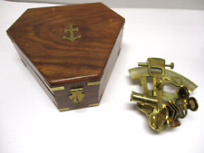 Vintage Moby Dick  Brass 9" Navigation Sextant Astrolabe w Wood Box for sale  Shipping to South Africa