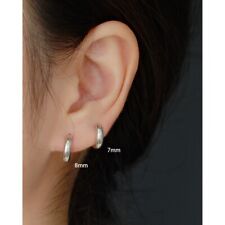 5-9mm Real s925 Sterling Silver Solid Classic Thick Hoop Huggie Clip Earring for sale  Shipping to South Africa