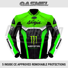 Jaqueta de corrida Kawasaki Ninja motocicleta couro verde fluorescente aprovada pela CE comprar usado  Enviando para Brazil