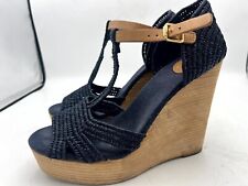 Sandalias de cuña negras para mujer Tory Burch Carina Macrame talla 7,5 segunda mano  Embacar hacia Argentina