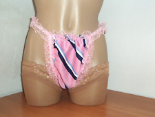 Used, Sissy Satin Discreet Half Back Tanga Panties Knickers Pink Stripe for sale  Shipping to South Africa