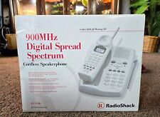 Teléfono fijo inalámbrico vintage de mediados de la década de 1990 Radio Shack 900 MHz blanco con identificador de llamadas segunda mano  Embacar hacia Mexico