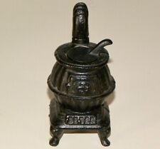 Panela de ferro fundido preta vintage miniatura fogão barriga com tampa removível e chaminé comprar usado  Enviando para Brazil