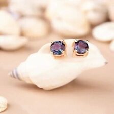 2CT Round Lab Created Alexandrite Women's Stud Earrings 14K White Gold Finish for sale  Shipping to South Africa