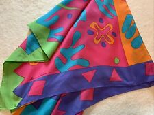 Ginnie Johansen Silk Scarf 34.5” Calder-inspired Hand Rolled Bold Colors for sale  Shipping to South Africa