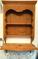 PINE WALL UNIT- VINTAGE STUNNING DETAIL GLASS & WINE HOLDER SHELVES SOLID & BEAU for sale  Shipping to South Africa