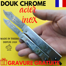 COUTEAU DOUK DOUK FRANCE CHROME ACIER INOX GRAVURE GRATUITE, occasion d'occasion  Lourdes