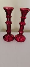 Red glass candlesticks for sale  POOLE