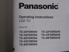 INSTRUCCIONES DE USO para PANASONIC LED TV Modelo: TX FSW504 Idioma: NL-F-E-Grecia, usado segunda mano  Embacar hacia Argentina
