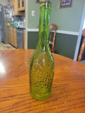 Holiday Round Glass Decorative Bottle 12”H Green Raised Leaves Design  for sale  Shipping to South Africa
