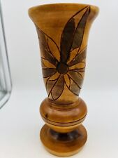 Usado, Vaso decorativo vintage de madeira esculpido à mão design floral boho 9 polegadas comprar usado  Enviando para Brazil