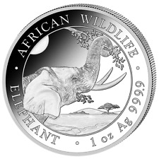 Käytetty, Somalia Elefant Elephant 1 Oz Silber 999.9  African Wildlife 2023 Anlagemünze myynnissä  Leverans till Finland