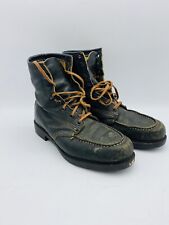 Vintage Moc Toe Leather Work Boots Huntsman Heritage Roughneck Cabin Decor for sale  Shipping to South Africa