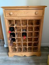Pine wine rack cabinet For 30 Bottles With Drawer Good Condition for sale  LANCING