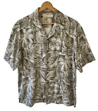 Camisa masculina manga curta Tommy Bahama cinza floral seda havaiana com botões tamanho G comprar usado  Enviando para Brazil