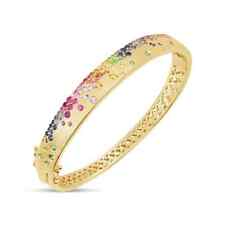 "JUEGO DE BRAZALETE DE PIEDRAS PRECIOSAS MÚLTIPLES ARCO IRIS EN ORO AMARILLO 14K MÁS DE 7,5" segunda mano  Embacar hacia Argentina