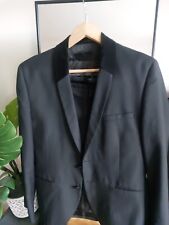 H&m Mens Black Suit 40 Jacket 33 Pants Black Tuxedo Rocker Velvet Slim, używany na sprzedaż  PL