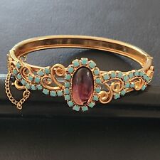 Vintage Victorian Style Bracelet Faux Turquoise Purple Cabochon 214 for sale  Shipping to South Africa
