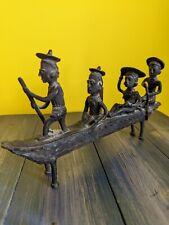 Bronze Ifugao Luzon Pilipino Chief with wife and baby On River Dugout Canoe 5" for sale  Shipping to South Africa