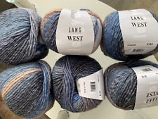 Filati lunghi 300 g lana Merino jeans blu beige blu scuro grigio berretto sciarpa usato  Spedire a Italy