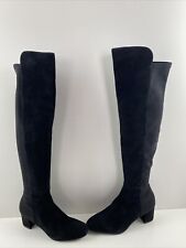 Stuart Weitzman Black Suede/Fabric Pull On Block Heel Knee High Boots Women’s 8 for sale  Shipping to South Africa
