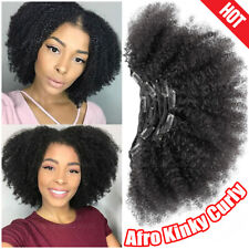 Full Head THICK Afro Kinky Curly Clip In Real Virgin Human Hair Extensions Black for sale  Shipping to South Africa