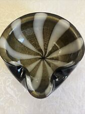 Murano Alfredo Barbini White & Gold  Stripes 6" Bowl for sale  Shipping to South Africa