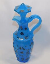 Antigo cruet de vidro opalino azul francês pintado à mão esmalte dourado detalhes Moriage comprar usado  Enviando para Brazil