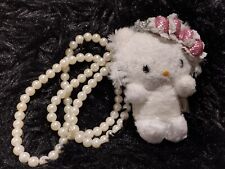 Charmmy Kitty Pink Bow 4" Frizzy Fluffy Fur Plush Doll Pearl Necklace Xlnt Cond. for sale  Shipping to South Africa