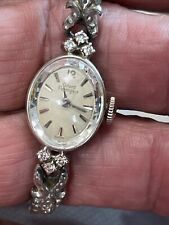 Vintage 50's Girard Perregaux 17J Ladies 14K White Gold Watch 6 Diamonds, for sale  Shipping to South Africa