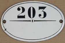 Antique black French house number 203 storage unit plaque enamel sign notice for sale  Shipping to Ireland