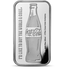 Barra de plata Coca-Cola de 1 oz .999 a prueba pura ~~ PRÍSTINA ~~ recién sacada de como nueva segunda mano  Embacar hacia Mexico