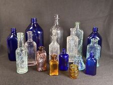 Lote Mixto De Colección De 16 Botellas De Vidrio - Cobalto, Ámbar, Transparente, Aqua, usado segunda mano  Embacar hacia Argentina