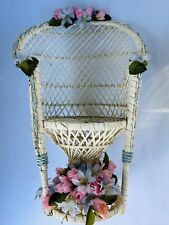 Mini cadeira vintage tamanho médio 14” floral vime multicolor , usado comprar usado  Enviando para Brazil