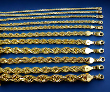 10K Yellow Gold 2mm-10mm Rope Chain Necklace Diamond Cut All Sizes Real, used for sale  Shipping to South Africa