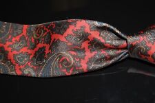 Gravata Robert Talbott costurada à mão italiana seda cereja vermelha verde folha paisley foulard, usado comprar usado  Enviando para Brazil