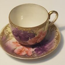 Usado, Xícara e pires Kutani casca de ovo vintage 1890 floral dourado pintado à mão comprar usado  Enviando para Brazil