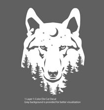 Wildlife - Highland Wolf 4 and Moon - Die Cut 6 Yrs Outdoor Vinyl Decal Sticker til salgs  Frakt til Norway