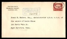 Mayfairstamps EE. UU. 1930 Hartford CT Tribunal de Sucesiones Registrado en West Hartford Cov segunda mano  Embacar hacia Argentina