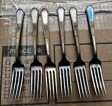 1847 Rogers Bros ANCESTRAL International Silver Plate 6 Dinner Forks Flatware for sale  Shipping to South Africa