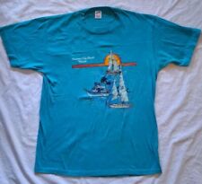 Vtg 90's Graphic T-Shirt Panama City Beach Florida Sailboats Men's Size XL Aqua for sale  Shipping to South Africa