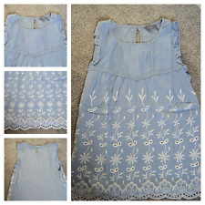 PRINCIPLES CAMI SHELL TOP BLOUSE BLUE WHITE EMROIDERED SIZE 8 BUST APPROX 32" for sale  Shipping to South Africa