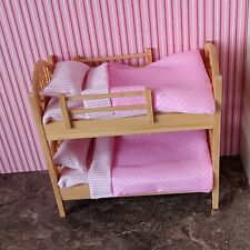 Used, Pine Bunk Beds With Pink & White Removable Bedding 1:12 Scale  for sale  Shipping to South Africa