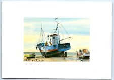 Cartão postal barco de pesca na praia pelo artista Roland Chetelat comprar usado  Enviando para Brazil