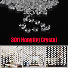 31FT Crystal Bead Acrylic Hanging Curtain Chandelier Wedding Party Ceiling Decor, used for sale  Shipping to South Africa