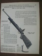 1964 Anschutz Heavyweight Match Rifle 1411,54,1407 2 side Vintage PRINT AD 60-81 for sale  Shipping to South Africa