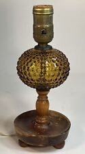 Used, Vintage MCM Hobnail Yellow Glass Lamp 9.5” H Wood Base Tested Working for sale  Shipping to South Africa