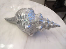 14"  Real Syrinx Aruanus Shell Painted in Silver display Trumpet Sea shell for sale  Shipping to South Africa