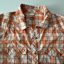 Rei Women Nylon blend Plaid Shirt button up Snaps XL long sleeve (Stain) for sale  Shipping to South Africa